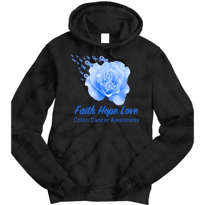 Faith Hope Love Colon Cancer Awareness Tie Dye Hoodie