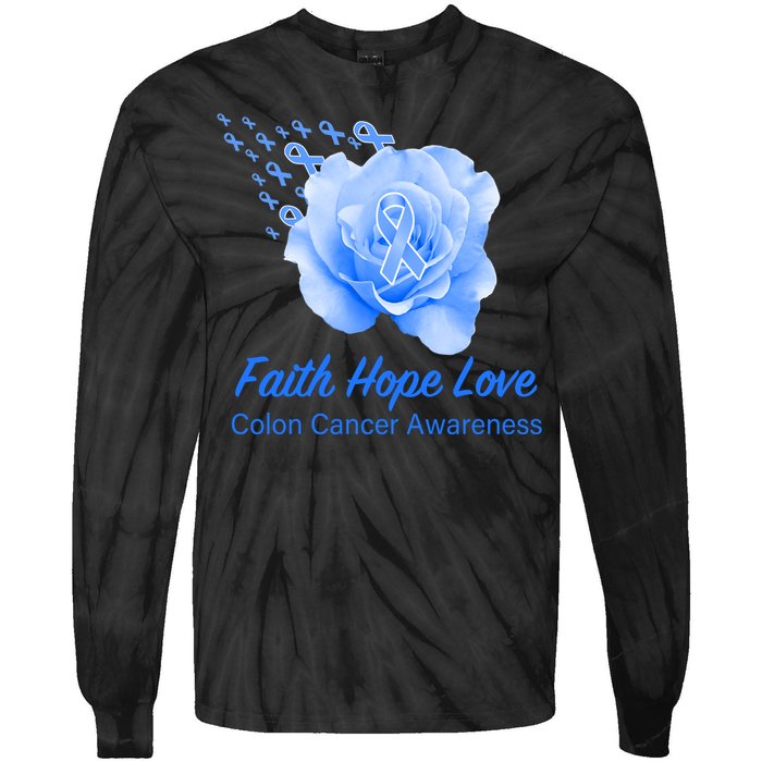 Faith Hope Love Colon Cancer Awareness Tie-Dye Long Sleeve Shirt