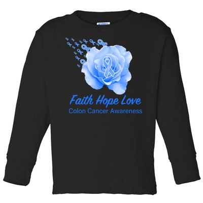 Faith Hope Love Colon Cancer Awareness Toddler Long Sleeve Shirt