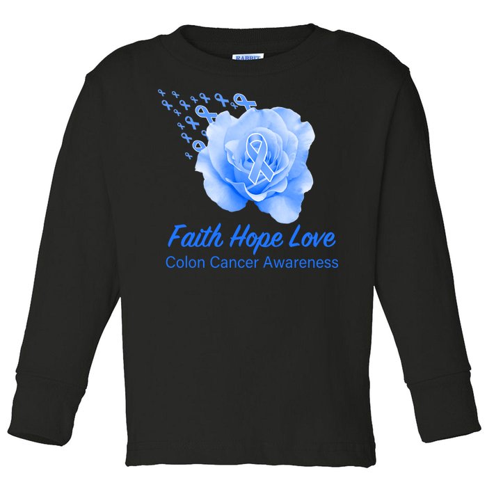 Faith Hope Love Colon Cancer Awareness Toddler Long Sleeve Shirt