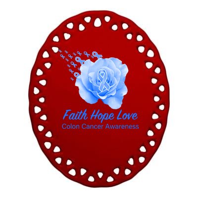 Faith Hope Love Colon Cancer Awareness Ceramic Oval Ornament