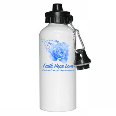 Faith Hope Love Colon Cancer Awareness Aluminum Water Bottle