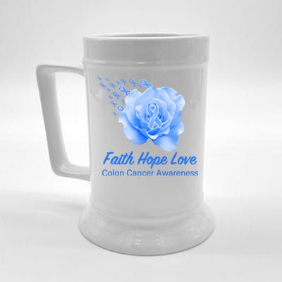 Faith Hope Love Colon Cancer Awareness Beer Stein