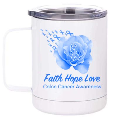 Faith Hope Love Colon Cancer Awareness 12 oz Stainless Steel Tumbler Cup