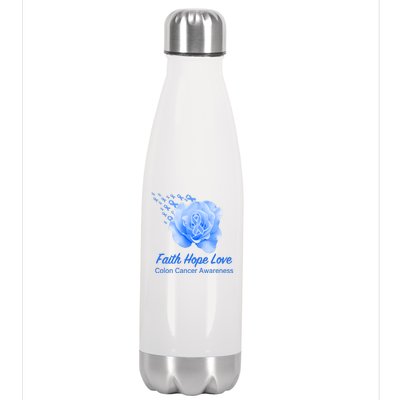 Faith Hope Love Colon Cancer Awareness Stainless Steel Insulated Water Bottle