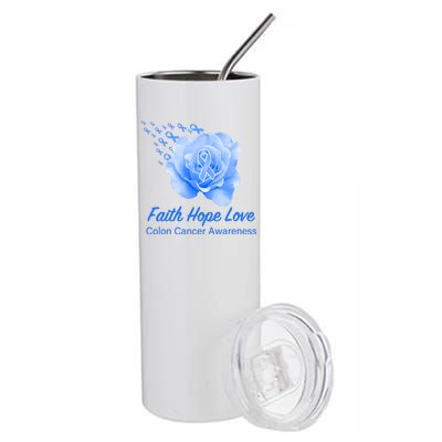 Faith Hope Love Colon Cancer Awareness Stainless Steel Tumbler