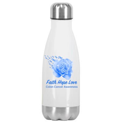 Faith Hope Love Colon Cancer Awareness Stainless Steel Insulated Water Bottle