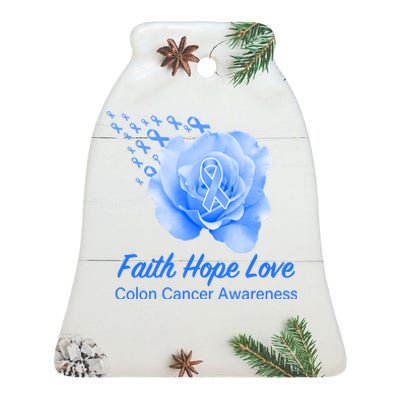 Faith Hope Love Colon Cancer Awareness Ceramic Bell Ornament