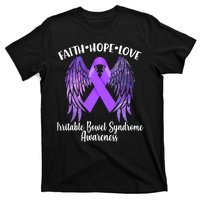 Faith Hope Love Irritable Bowel Syndrome Galaxy Angel Wings T-Shirt