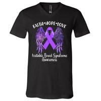 Faith Hope Love Irritable Bowel Syndrome Galaxy Angel Wings V-Neck T-Shirt