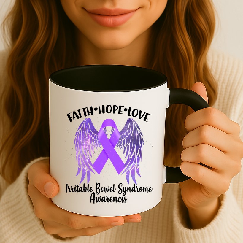 Faith Hope Love Irritable Bowel Syndrome Galaxy Angel Wings Mug