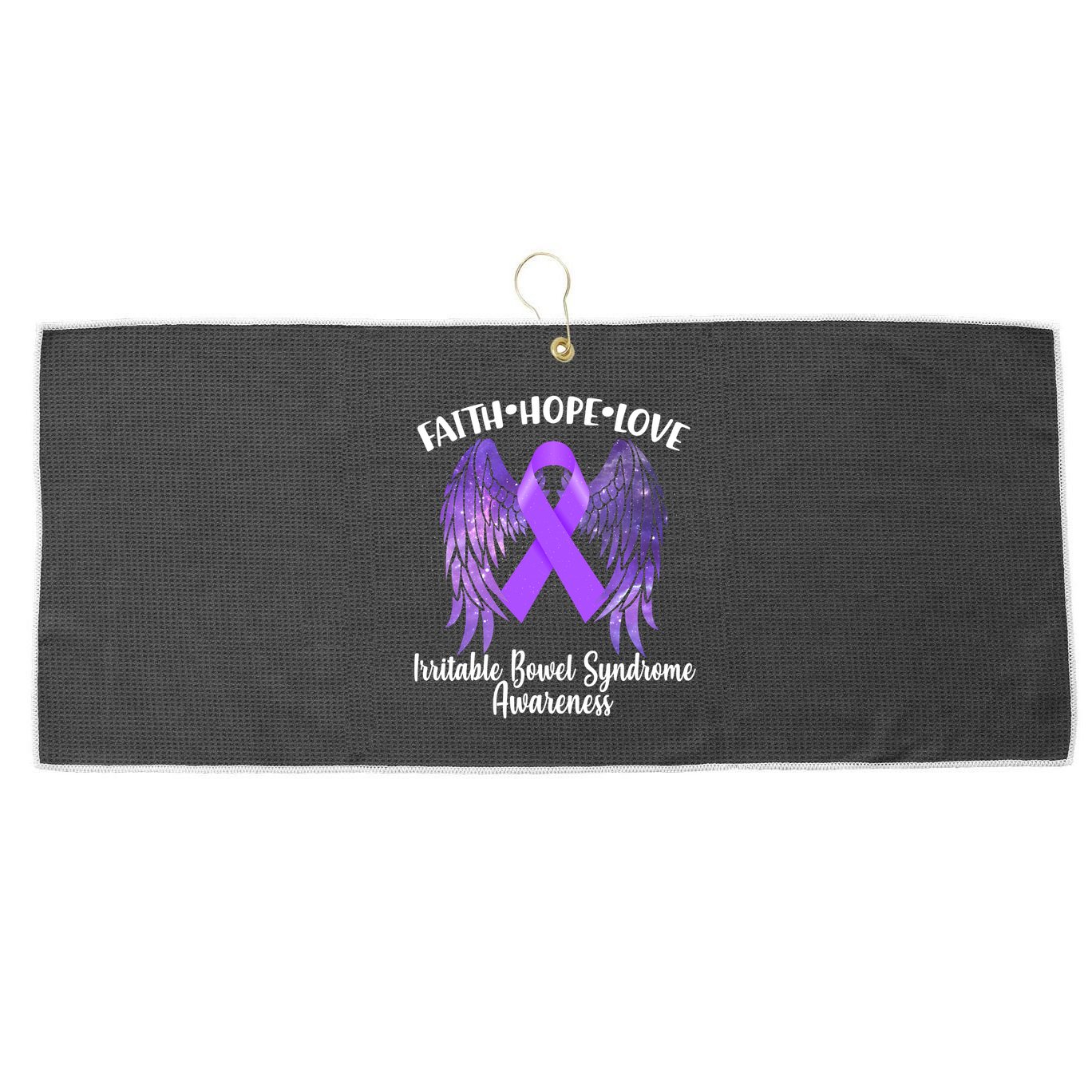 Faith Hope Love Irritable Bowel Syndrome Galaxy Angel Wings Large Microfiber Waffle Golf Towel