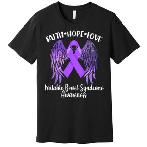 Faith Hope Love Irritable Bowel Syndrome Galaxy Angel Wings Premium T-Shirt