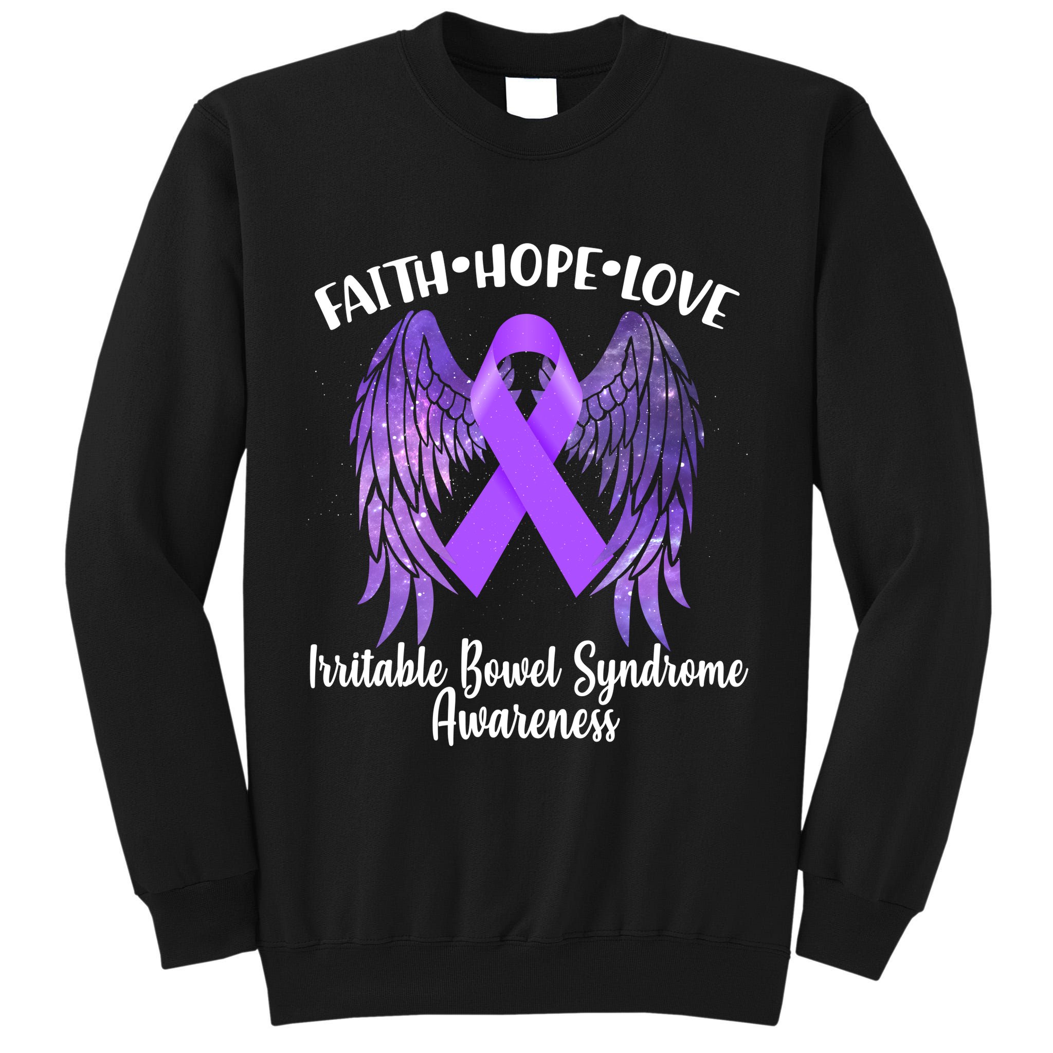 Faith Hope Love Irritable Bowel Syndrome Galaxy Angel Wings Tall Sweatshirt