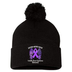 Faith Hope Love Irritable Bowel Syndrome Galaxy Angel Wings Pom Pom 12in Knit Beanie