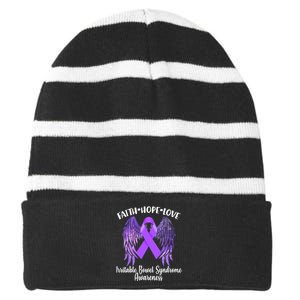 Faith Hope Love Irritable Bowel Syndrome Galaxy Angel Wings Striped Beanie with Solid Band