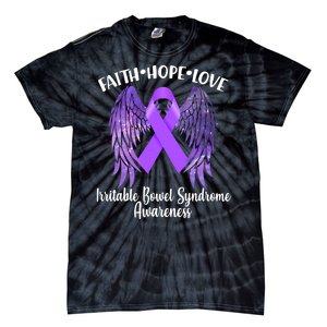 Faith Hope Love Irritable Bowel Syndrome Galaxy Angel Wings Tie-Dye T-Shirt