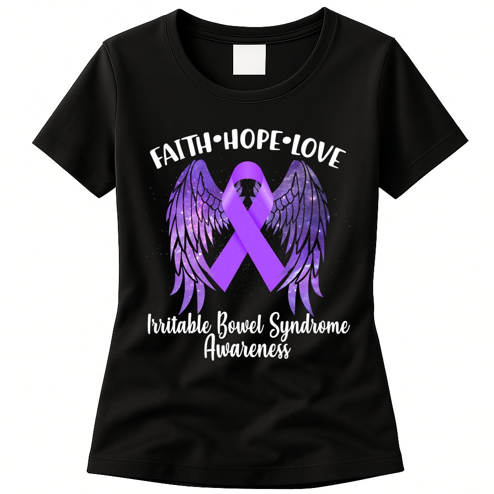 Faith Hope Love Irritable Bowel Syndrome Galaxy Angel Wings Womens T-Shirt