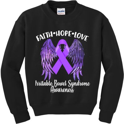 Faith Hope Love Irritable Bowel Syndrome Galaxy Angel Wings Kids Sweatshirt