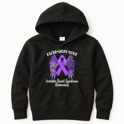 Faith Hope Love Irritable Bowel Syndrome Galaxy Angel Wings Kids Hoodie