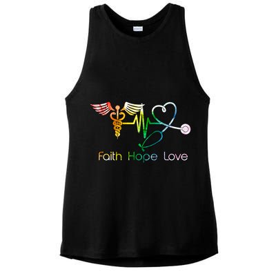 Faith Hope Love Nurse Ladies PosiCharge Tri-Blend Wicking Tank
