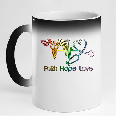 Faith Hope Love Nurse 11oz Black Color Changing Mug