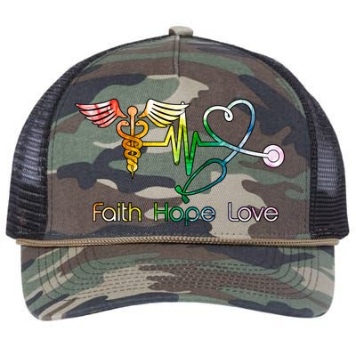 Faith Hope Love Nurse Retro Rope Trucker Hat Cap