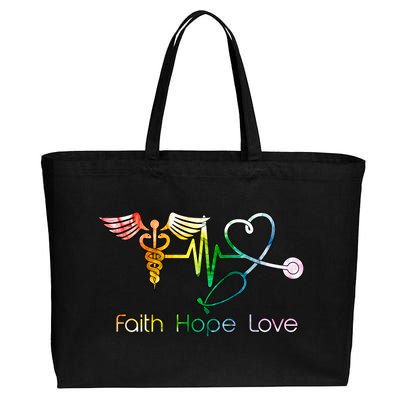 Faith Hope Love Nurse Cotton Canvas Jumbo Tote