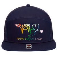 Faith Hope Love Nurse 7 Panel Mesh Trucker Snapback Hat