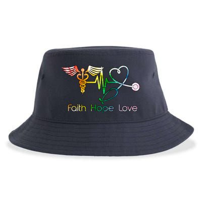 Faith Hope Love Nurse Sustainable Bucket Hat