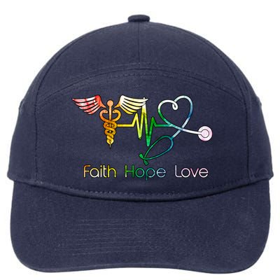 Faith Hope Love Nurse 7-Panel Snapback Hat