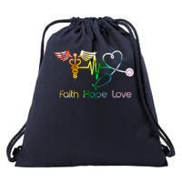 Faith Hope Love Nurse Drawstring Bag