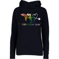 Faith Hope Love Nurse Womens Funnel Neck Pullover Hood