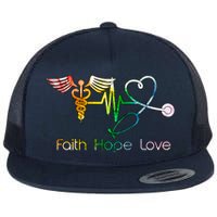 Faith Hope Love Nurse Flat Bill Trucker Hat