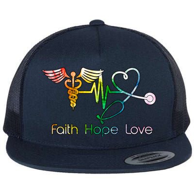 Faith Hope Love Nurse Flat Bill Trucker Hat