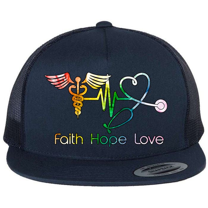 Faith Hope Love Nurse Flat Bill Trucker Hat