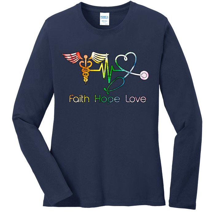 Faith Hope Love Nurse Ladies Long Sleeve Shirt