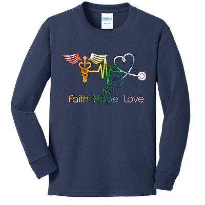 Faith Hope Love Nurse Kids Long Sleeve Shirt