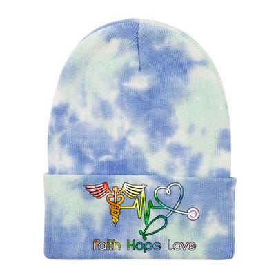 Faith Hope Love Nurse Tie Dye 12in Knit Beanie