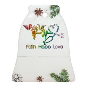 Faith Hope Love Nurse Ceramic Bell Ornament