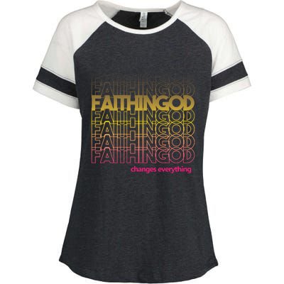 Faith In God Changes Everything Enza Ladies Jersey Colorblock Tee