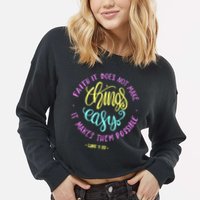Faith It Does Not Make Things Easy It Makes Them Possible Luke Cropped Pullover Crew