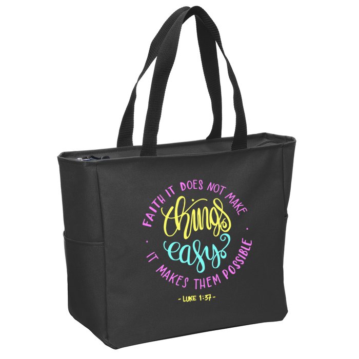 Faith It Does Not Make Things Easy It Makes Them Possible Luke Zip Tote Bag