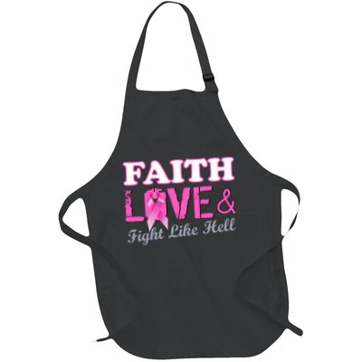 Faith Love & Fight Like Hell Ribbon Breast Cancer Apron