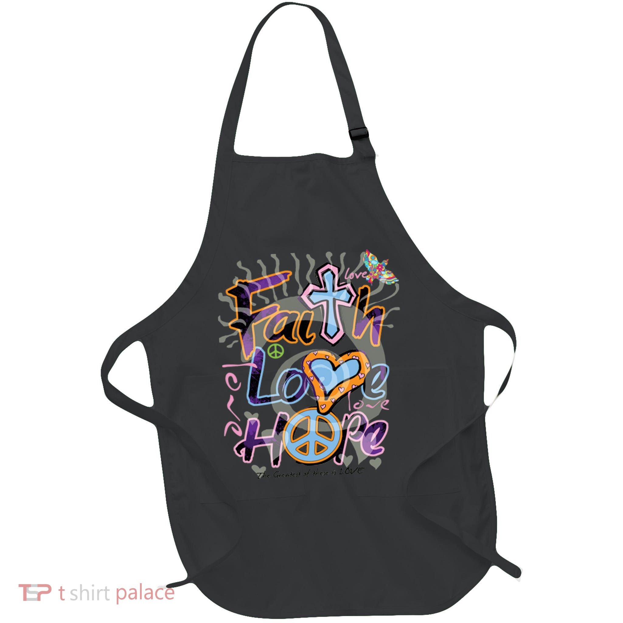 Faith Love Hope Full-Length Apron With Pockets