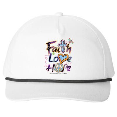 Faith Love Hope Snapback Five-Panel Rope Hat