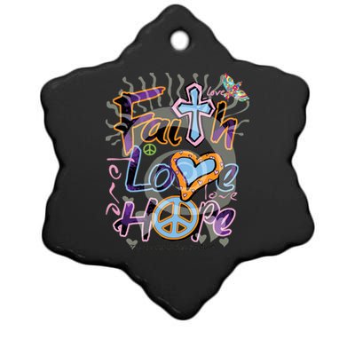 Faith Love Hope Ceramic Star Ornament