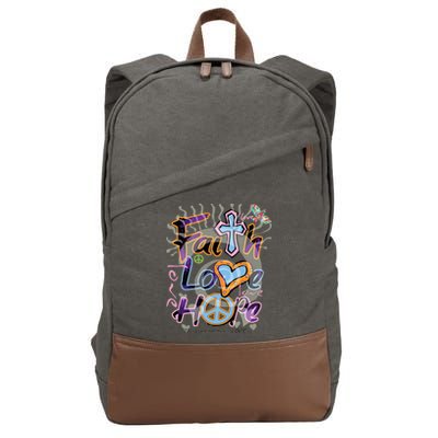 Faith Love Hope Cotton Canvas Backpack