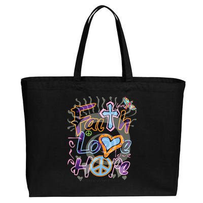 Faith Love Hope Cotton Canvas Jumbo Tote