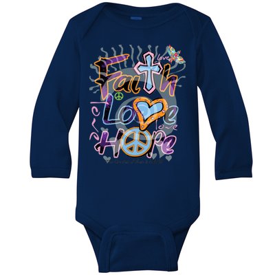 Faith Love Hope Baby Long Sleeve Bodysuit